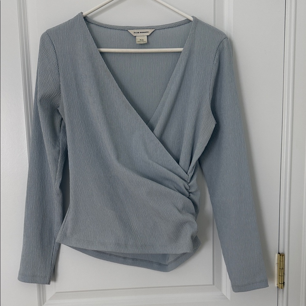 Club Monaco Light Blue Wrap Blouse